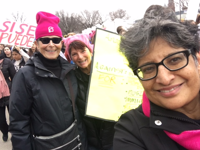 Penny with Kate Clinton and Urvashi Vaid at the March for Women's Lives, Washington, DC. January 2017.