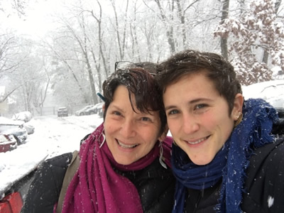 Penny and Ilana in New England snow