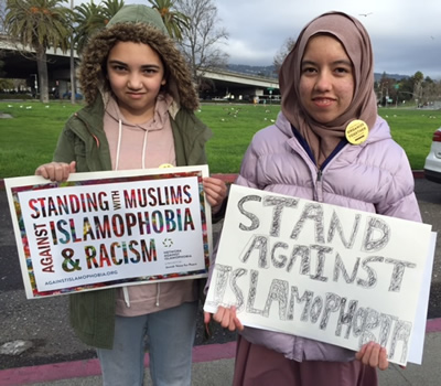 Girls stand against Islamophobia