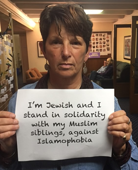 Penny Rosenwasser, March 2017. Standing against Islamophobia.