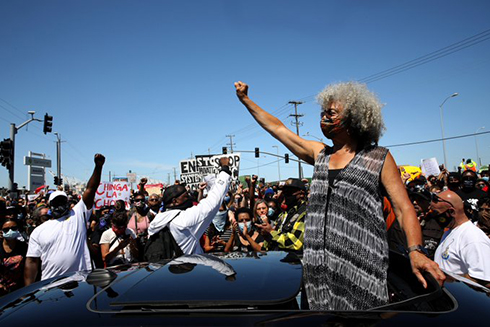 Angela Davis speaking at the Juneteenth 2020 action that closed the Port of Oakland CA